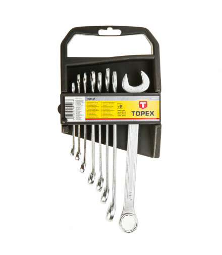 Klucze płasko oczkowe 6-19 mm, zestaw 8 szt. GTX TOPEX 35D374