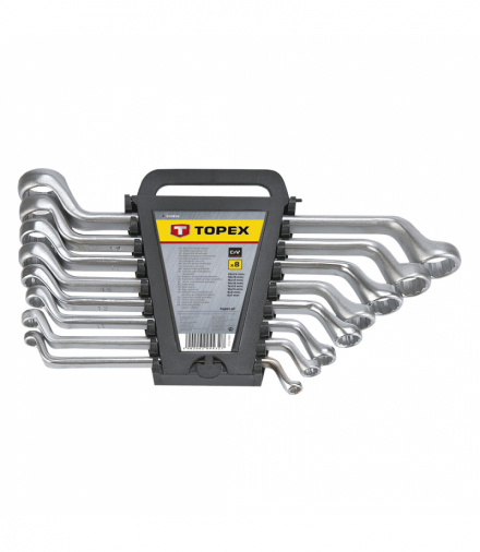 Klucze oczkowe odgięte 6-22 mm, zestaw 8 szt. GTX TOPEX 35D856