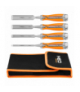Dłuta 6, 12, 18, 24, zestaw 4 szt. Uchwyt dwukomponentowy. Pakowane w etui GTX NEO Tools 37-900