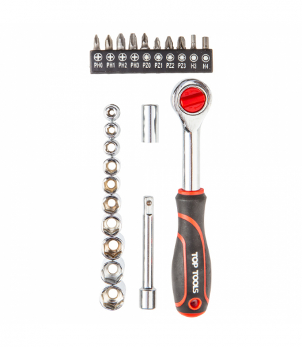 Klucze nasadowe 1/4", zestaw 23 szt. GTX Top Tools 38D505
