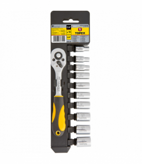 Klucze nasadowe 1/4", zestaw 11 szt. GTX TOPEX 38D650