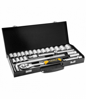 Klucze nasadowe 1/2", metalowa walizka, zestaw 25 szt. GTX TOPEX 38D850
