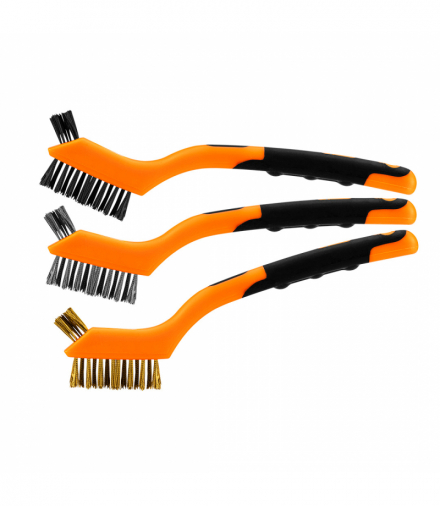 Szczotki druciane zestaw 3 szt, 3x7 rzędów (wykonane z drutu stalowego , nylonowego i mosiężnego) GTX NEO Tools 39-100