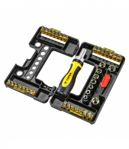 Końcówki wkrętakowe i nasadki z uchwytem, 38 szt. GTX TOPEX 39D344