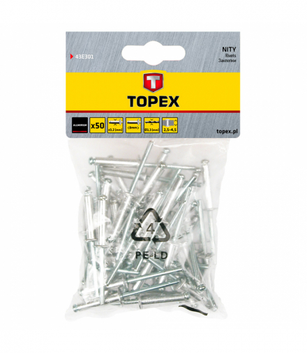 Nity aluminiowe 3.2 x 8 mm, 50 szt. GTX TOPEX 4,3E+302