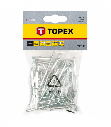 Nity aluminiowe 4.8 x 8.0 mm, 50 szt. GTX TOPEX 43E501