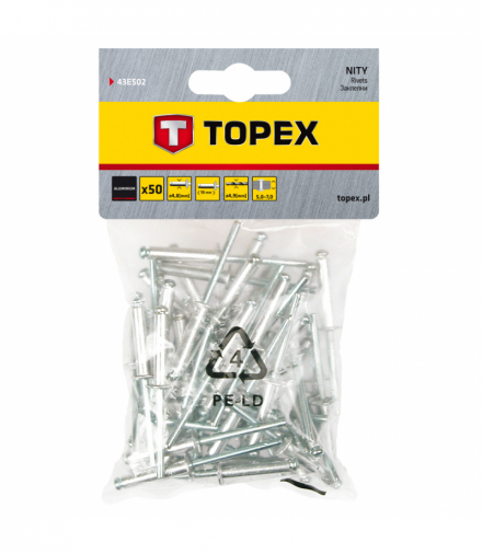 Nity aluminiowe 4.8 x 10 mm, 50 szt. GTX TOPEX 43E502
