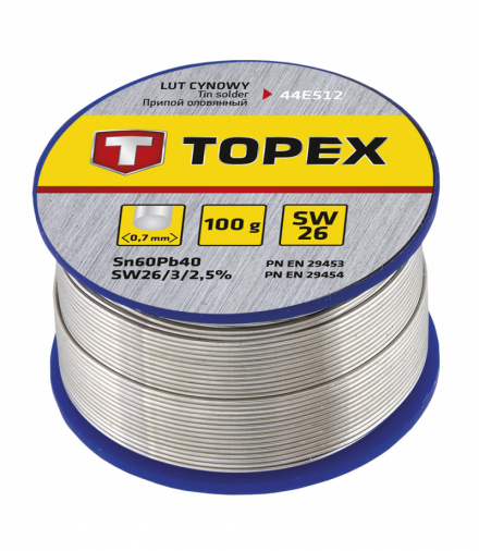 Lut cynowy 60% Sn, drut 0.7 mm, 100 g GTX TOPEX 44E512