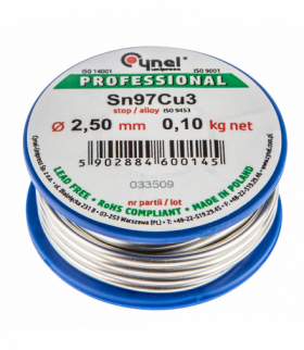 Spoiwo lutownicze 97% Sn, 3% Cu, drut 2.5 mm, 100 g GTX CYNEL 44E742