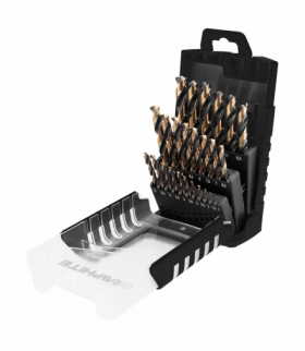 Wiertła do metalu HSS-CNC, 124°, "Pro-Tec", 1.0 - 13.0 mm, zestaw 25 szt. GTX GRAPHITE 55H090