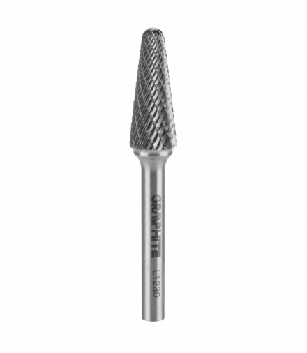 Frez do metalu HM, typ L (stożkowy), 12 x 30 mm, trzpień 6 x 45 mm GTX GRAPHITE 55H377