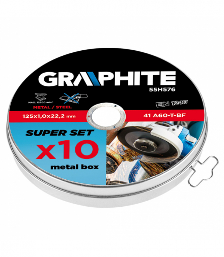 Tarcza tnąca do metalu 125 x 1.0 x 22.2 mm, 41 A60-T-BF, 10 szt. GTX GRAPHITE 55H576