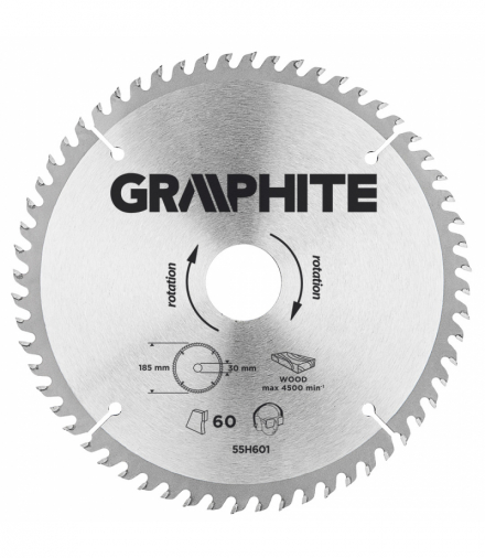 Tarcza do pilarki, widiowa, 185 x 30 mm, 60 zębów GTX GRAPHITE 55H601