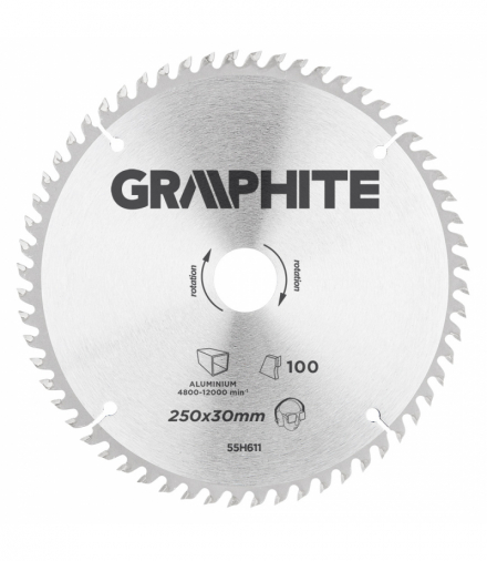 Tarcza do pilarki, widiowa, 250 x 30 mm, 100 zębów, do aluminium GTX GRAPHITE 55H611