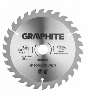 Tarcza do pilarki, zagłębiarki, widiowa, 165 x 1.5 x 2.6 x 20 mm, 30 zębów GTX GRAPHITE 55H686