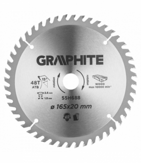 Tarcza do pilarki, zagłębiarki, widiowa, 165 x 1.5 x 2.6 x 20 mm, 48 zębów GTX GRAPHITE 55H688