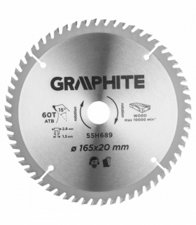 Tarcza do pilarki, zagłębiarki, widiowa, 165 x 20 mm, 60 zębów GTX GRAPHITE 55H689