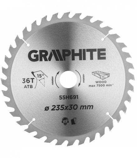 Tarcza do pilarki, widiowa, 235 x 30 mm, 36 zębów GTX GRAPHITE 55H691