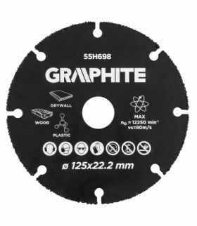 Tarcza tnąca HM do drewna i tworzyw sztucznych 125 x 22.2 mm GTX GRAPHITE 55H698