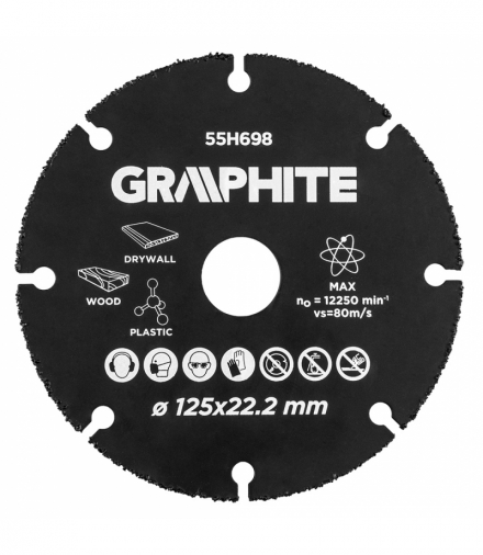 Tarcza tnąca HM do drewna i tworzyw sztucznych 125 x 22.2 mm GTX GRAPHITE 55H698
