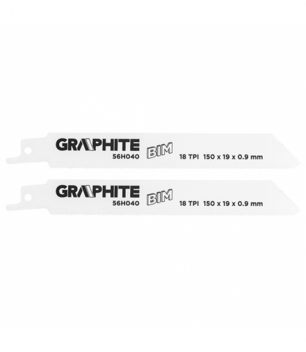 Brzeszczot do piły szablastej, BIM, 150 x 19 x 0.9 mm, 18TPI, kpl. 2 szt. GTX GRAPHITE 56H040