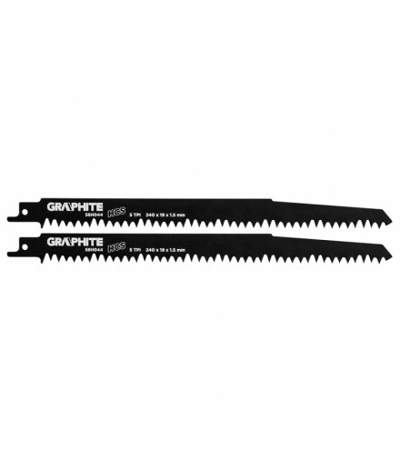 Brzeszczot do piły szablastej, HCS, 240 x 19 x 1.5 mm, 5TPI, kpl. 2 szt. GTX GRAPHITE 56H044