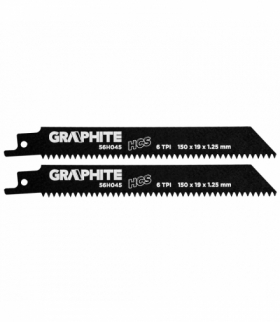 Brzeszczot do piły szablastej, HCS, 150 x 19 x 1.25 mm, 6TPI, kpl. 2 szt. GTX GRAPHITE 56H045