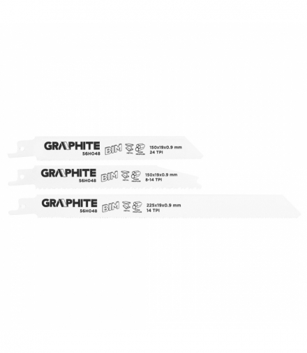 Brzeszczoty do piły szablastej, BIM, zestaw 3 szt. GTX GRAPHITE 56H048