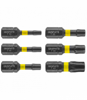 Bity udarowe TX10/15/20/25/30/40 x 25 mm, 6 szt. GTX GRAPHITE 56H541