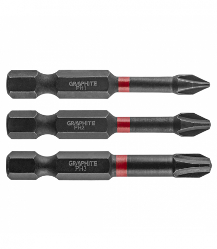 Bity udarowe PH1/2/3 x 50 mm, 3 szt. GTX GRAPHITE 56H543