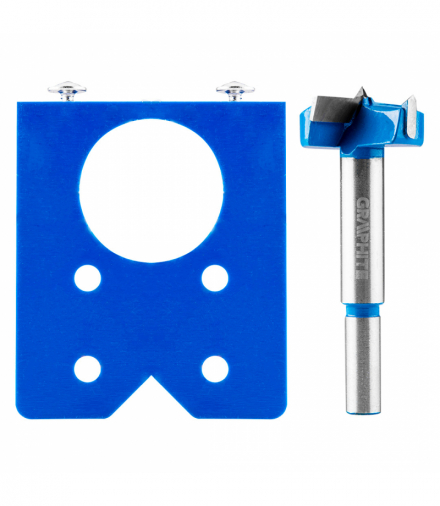 Zestaw do montażu zawiasów, szablon + wiertło 35 mm GTX GRAPHITE 57H002