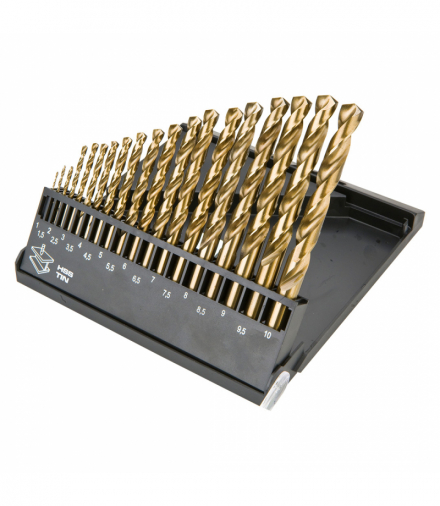 Wiertła do metalu HSS-TiN 1.0-10.0 mm, zestaw 19 szt. GTX GRAPHITE 57H199