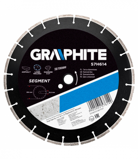 Tarcza diamentowa 350 x 25.4 mm, segmentowa, spawana laserowo GTX GRAPHITE 57H614