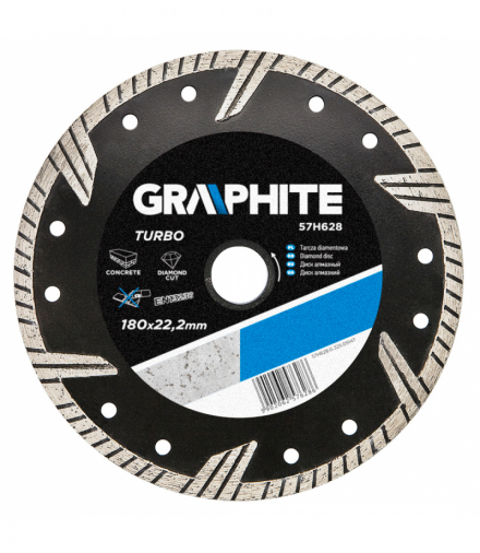 Tarcza diamentowa 180 x 22.2 mm, turbo GTX GRAPHITE 57H628