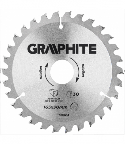 Tarcza do pilarki, widiowa, 165 x 30 mm, 30 zębów, do aluminium GTX GRAPHITE 57H654