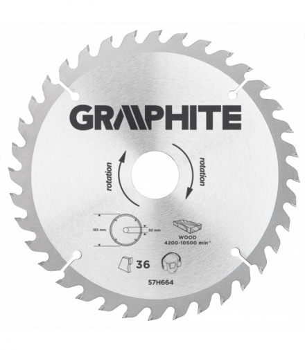 Tarcza do pilarki, widiowa, 185 x 30 mm, 36 zębów GTX GRAPHITE 57H664