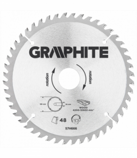 Tarcza do pilarki, widiowa, 185 x 30 mm, 48 zębów GTX GRAPHITE 57H666