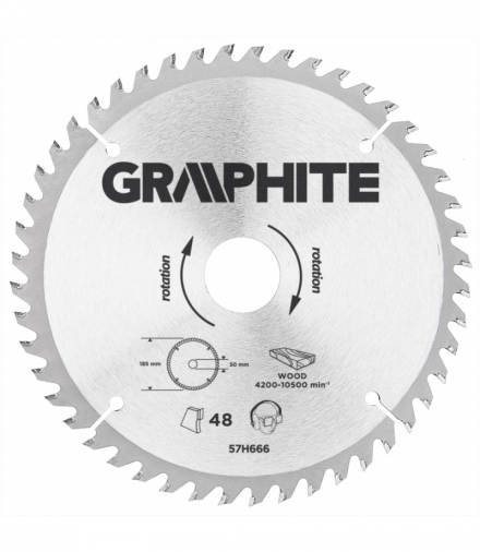 Tarcza do pilarki, widiowa, 185 x 30 mm, 48 zębów GTX GRAPHITE 57H666