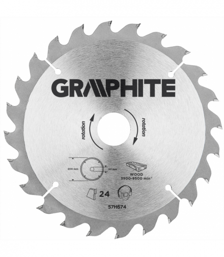 Tarcza do pilarki, widiowa, 200 x 30 mm, 24 zęby GTX GRAPHITE 57H674
