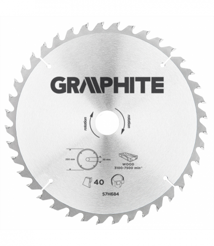 Tarcza do pilarki, widiowa, 250 x 30 mm, 40 zębów GTX GRAPHITE 57H684