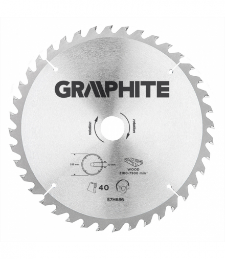 Tarcza do pilarki, widiowa, 255 x 30 mm, 40 zębów GTX GRAPHITE 57H686
