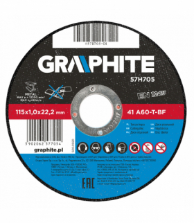 Tarcza tnąca do metalu 115 x 1.0 x 22.2 mm, 41 A60-T-BF GTX GRAPHITE 57H705