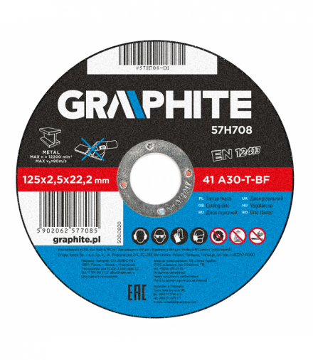Tarcza tnąca do metalu 125 x 2.5 x 22.2 mm, 41 A30-T-BF GTX GRAPHITE 57H708