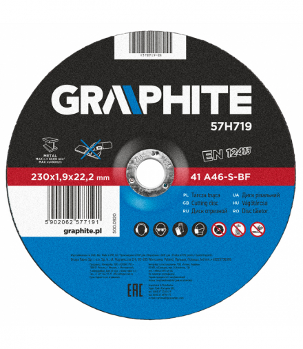 Tarcza tnąca do metalu 230 x 1.9 x 22.2 mm, 41 A46-S-BF GTX GRAPHITE 57H719