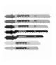 Brzeszczoty do wyrzynarki, uchwyt typu T, 10 szt. GTX GRAPHITE 57H755