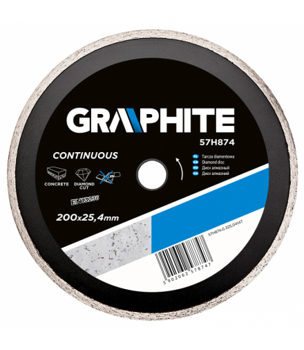 Tarcza diamentowa 200 x 25.4 mm, pełna GTX GRAPHITE 57H874