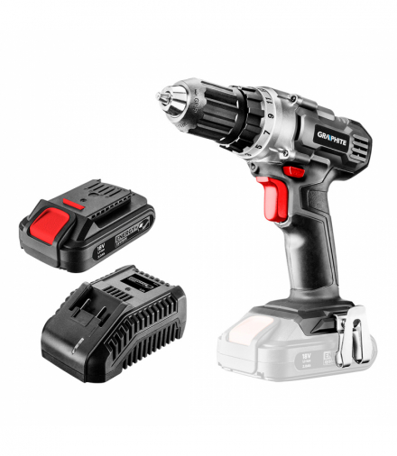 Wiertarko-wkrętarka akumulatorowa Energy+ 18V, Li-Ion, uchwyt 10 mm, aku 2Ah, ład, karton GTX GRAPHITE 58G000-SET1