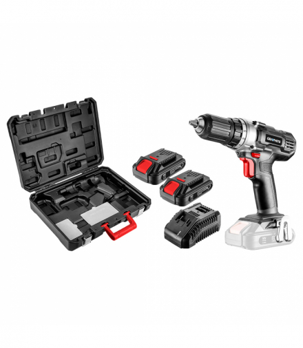 Wiertarko-wkrętarka akumulatorowa Energy+ 18V, Li-Ion, uchwyt 13 mm, 2 aku 2Ah, ład, walizka GTX GRAPHITE 58G006-SET2