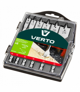 Wiertła do drewna łopatkowe, 10, 12, 16, 18, 20, 25mm, zestaw 6 szt. GTX VERTO 60H804