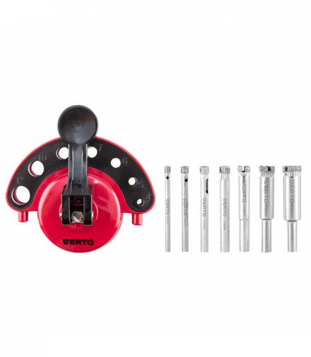 Wiertła diamentowe 4-12 mm z prowadnicą, zestaw 8 szt. GTX VERTO 60H840